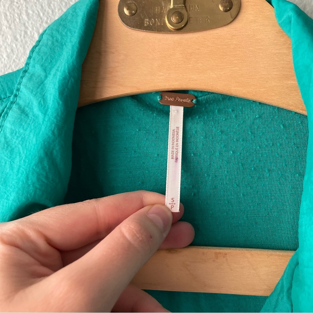 Free People | Teal Retro Zip-Up Windbreaker Bomber Jacket - Picture 10 of 11